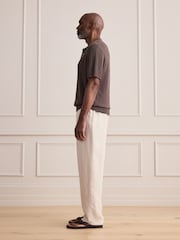 石灰色 - Signature 100% Linen Textured Trousers With Elasticated Waist - 圖片 4/6