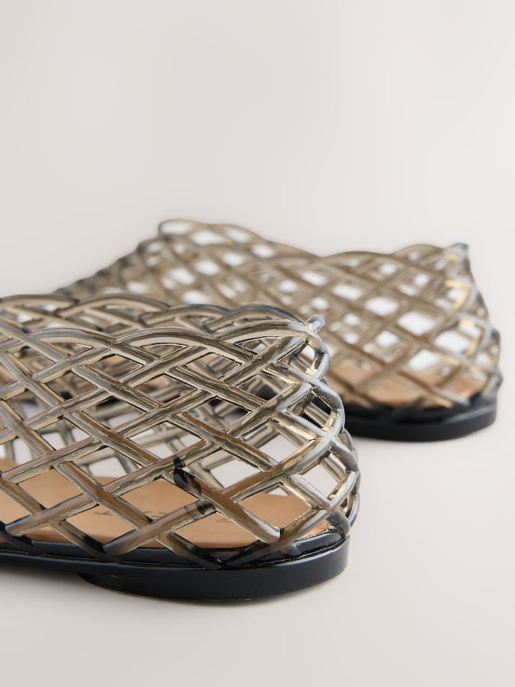 Grey Jelly High Cut Ballet Flats - Image 5 of 5 Grey Jelly High Cut Ballet Flats - Image 5 of 5