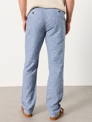 FatFace Hayle Blue Stripe Linen Cotton Trousers - Image 2 of 5
