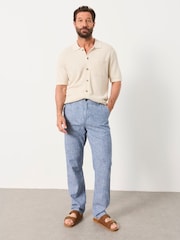 FatFace Hayle Blue Stripe Linen Cotton Trousers - Image 3 of 5