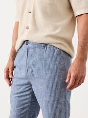 FatFace Hayle Blue Stripe Linen Cotton Trousers - Image 4 of 5