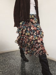 BHOEM Multi Frill Floral Print Maxi Skirt - Image 1 of 4