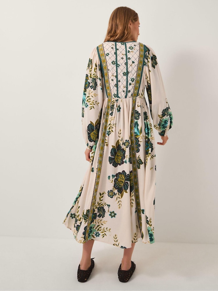 Monsoon Green Zenya Floral Print Midi Dress - Image 2 of 4