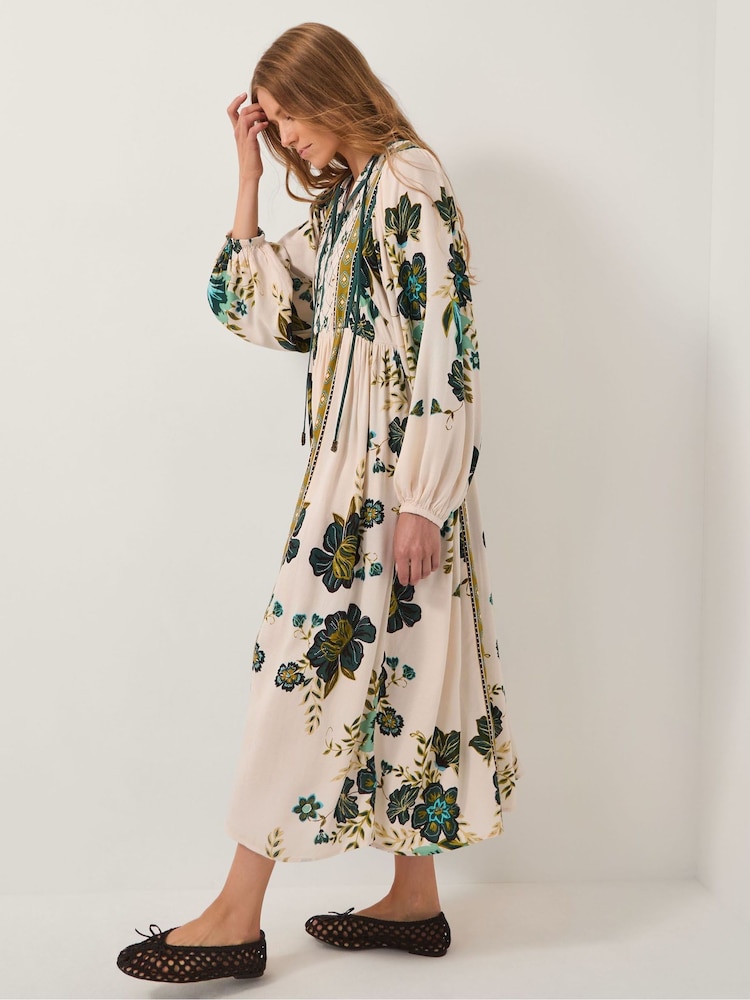 Monsoon Green Zenya Floral Print Midi Dress - Image 4 of 4
