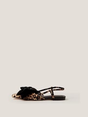Monsoon Brown Aria Bow Leopard Slingback Flats - Image 1 of 3