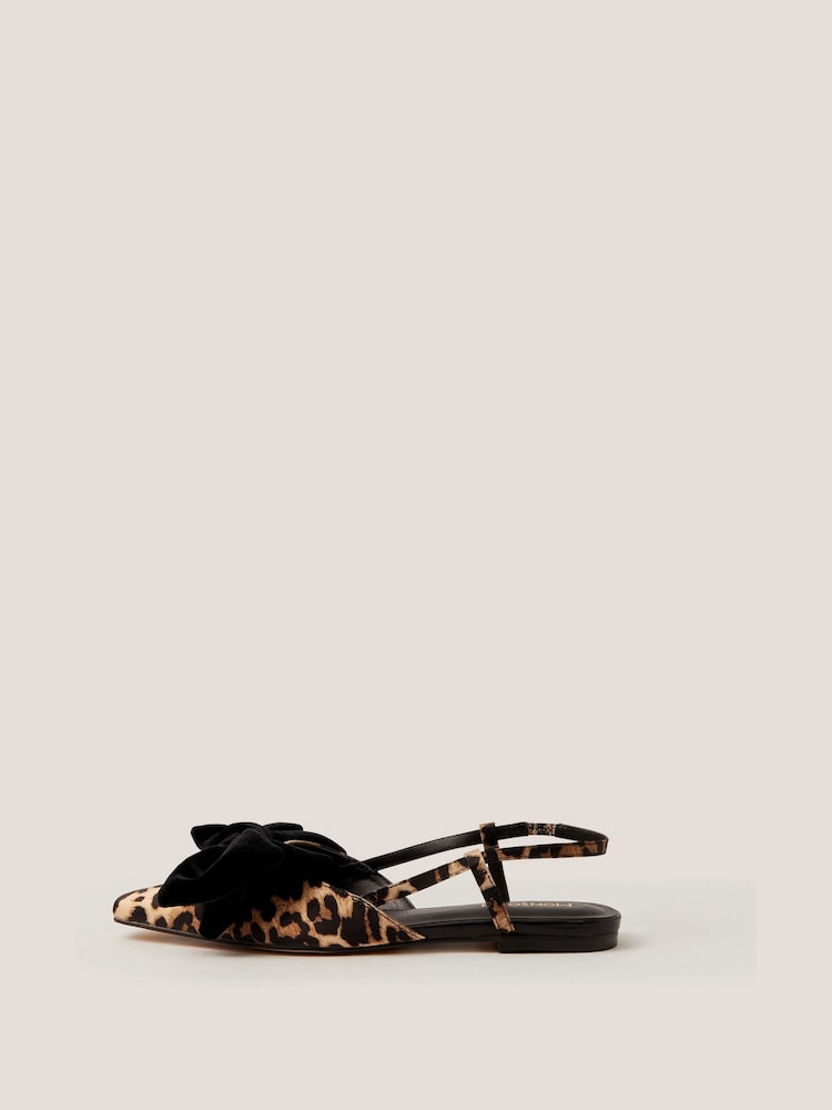 Monsoon Brown Aria Bow Leopard Slingback Flats - Image 1 of 3