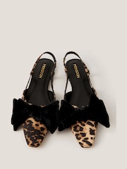 Monsoon Brown Aria Bow Leopard Slingback Flats - Image 3 of 3