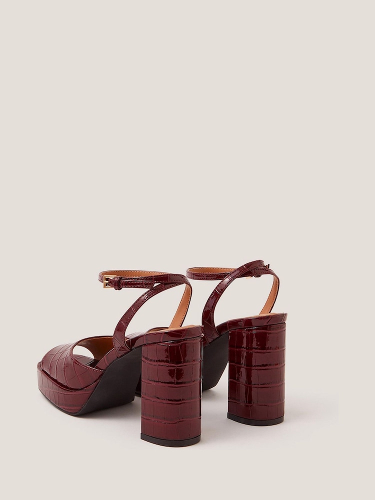 Monsoon Red Milly Patent Croc Platform Heels - Image 2 of 3 Monsoon Red Milly Patent Croc Platform Heels - Image 2 of 3