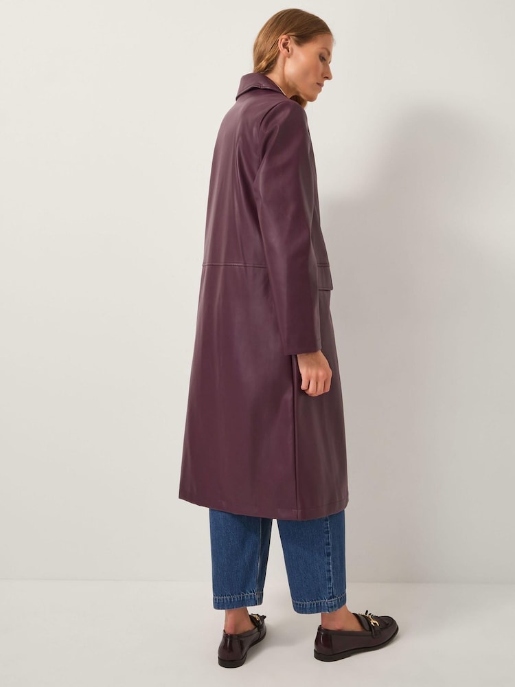 Monsoon Red Paola Faux Leather Trench Coat - Image 2 of 4 Monsoon Red Paola Faux Leather Trench Coat - Image 2 of 4
