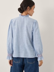 Monsoon Blue Maeve Ruffle Stripe Shirt - Image 2 of 5