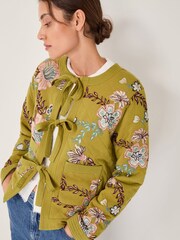 Monsoon Green Eliza Floral Quilted Jersey Jacket - Image 1 of 5