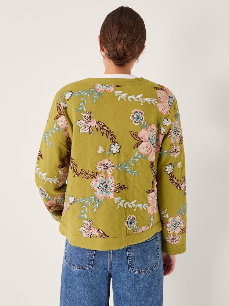 Monsoon Green Eliza Floral Quilted Jersey Jacket - Image 2 of 5 Monsoon Green Eliza Floral Quilted Jersey Jacket - Image 2 of 5
