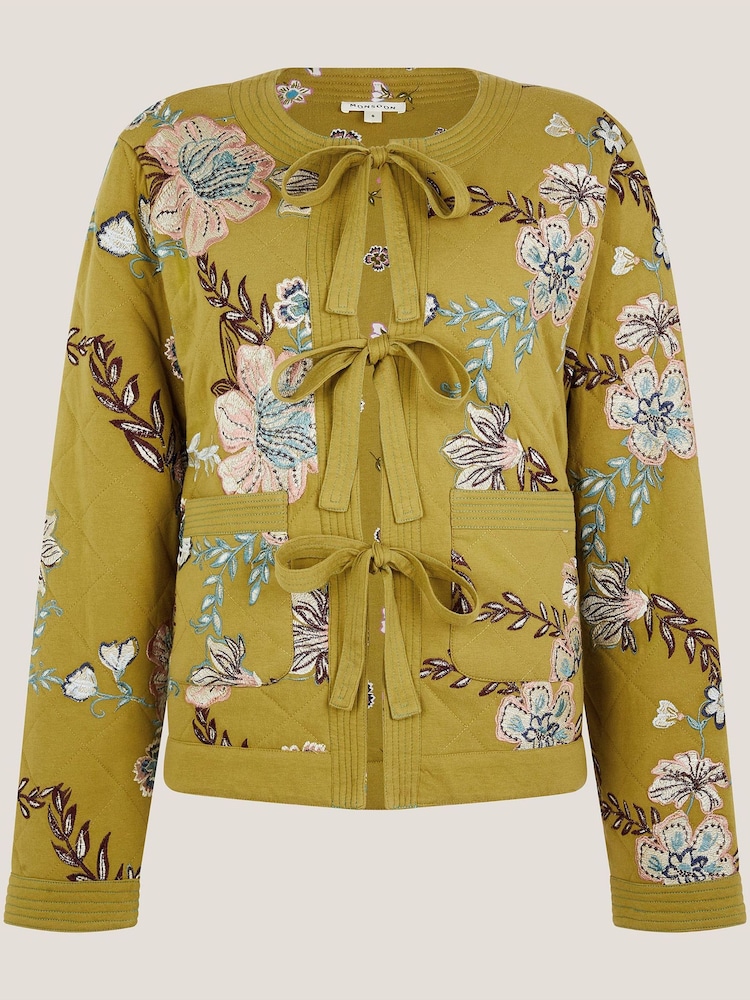 Monsoon Green Eliza Floral Quilted Jersey Jacket - Image 5 of 5 Monsoon Green Eliza Floral Quilted Jersey Jacket - Image 5 of 5