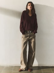 BHOEM Sand Mid Rise Barrel Leg Jeans - Image 1 of 6