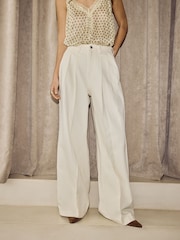 BHOEM Tapered High Rise Wide Leg White Trousers - Image 1 of 4
