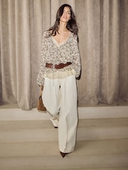 BHOEM Tapered High Rise Wide Leg White Trousers - Image 2 of 4