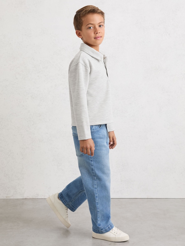 Reiss Soft Grey Melange Willard Polo Shirt - Image 1 of 5 Reiss Soft Grey Melange Willard Polo Shirt - Image 1 of 5