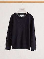 Reiss Navy Wessex 9-13 yrs Merino Wool Crew-Neck Jumper - Image 3 of 4