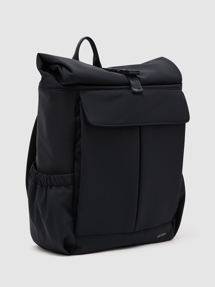 Reiss Navy Pascal Technical Roll-Top Backpack - Image 2 of 5