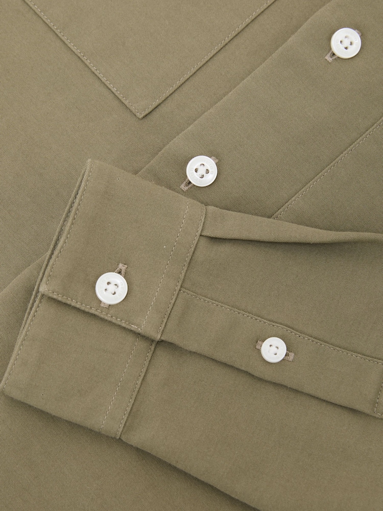 أخضر - Reiss Isle Cotton Button-Through Overshirt - Image 5 of 5