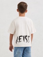 Blanco - Reiss Abbott Cotton Relaxed Logo-Print T-Shirt - Imagen 3 de 5