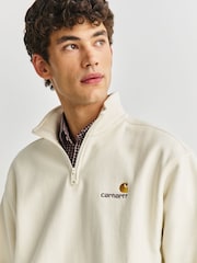 Carhartt WIP Natural Half Zip American Script Sweatshirt - Image 3 of 8