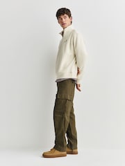 Carhartt WIP Natural Half Zip American Script Sweatshirt - Image 4 of 8