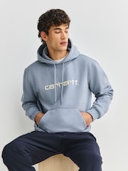 Carhartt WIP Grey Logo Script Hoodie - Image 6 of 9
