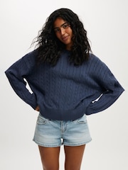 Cotton On Blue Cotton Crew Neck Jumper - Image 1 of 4