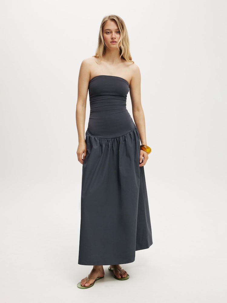 Cotton On Black Romee Shirred Side Maxi Dress - Image 1 of 4