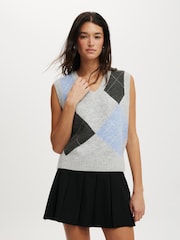 Cotton On Grey Luxe V-Neck Knit Vest - Image 1 of 4