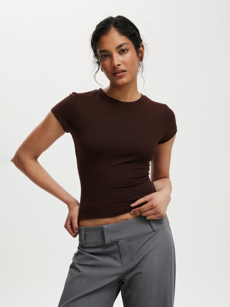 Cotton On Brown All Day Crew T-Shirt - Image 1 of 4