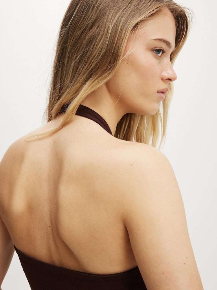 Cotton On Brown All Day V-Neck Halter Top - Image 4 of 4