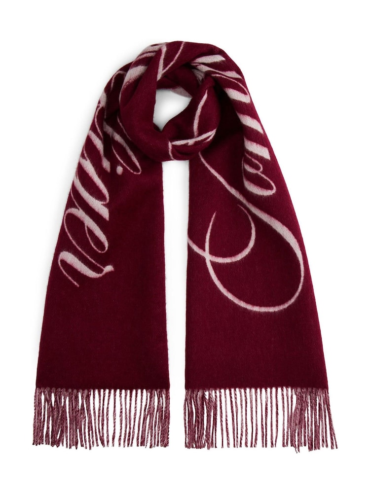 Tommy Hilfiger Red Pure Wool Logo Scarf - Image 1 of 4 Tommy Hilfiger Red Pure Wool Logo Scarf - Image 1 of 4