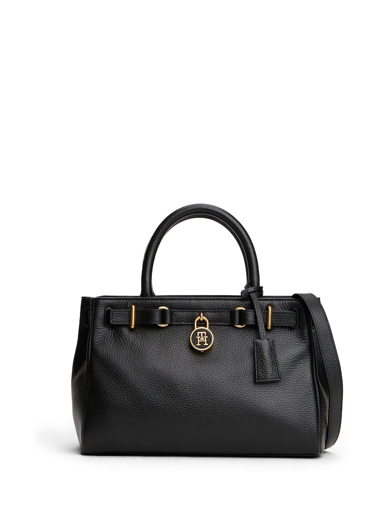 Tommy Hilfiger Black Leather The American Icon Crossbody Tote Bag - Image 1 of 5