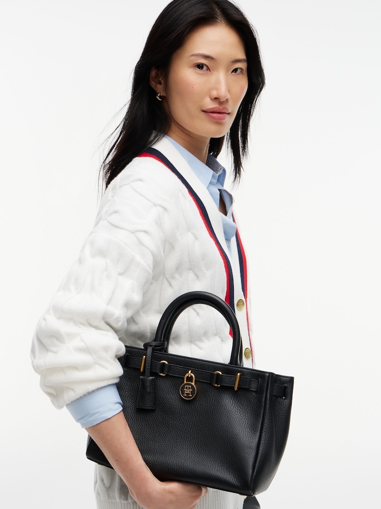 Tommy Hilfiger Black Leather The American Icon Crossbody Tote Bag - Image 5 of 5