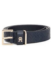 Tommy Hilfiger Blue Leather Embossed Logo Belt - Image 1 of 4