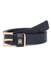 Tommy Hilfiger Blue Leather Embossed Logo Belt - Image 2 of 4