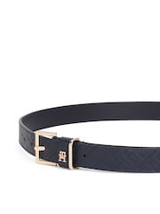 Tommy Hilfiger Blue Leather Embossed Logo Belt - Image 3 of 4