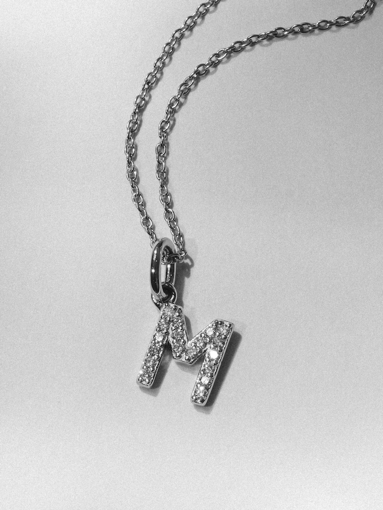 The Diamond Store Silver Love Letter M 0.11ct Lab Diamond Initial Pendant Necklace in Sterling Silver - Image 1 of 5 The Diamond Store Silver Love Letter M 0.11ct Lab Diamond Initial Pendant Necklace in Sterling Silver - Image 1 of 5