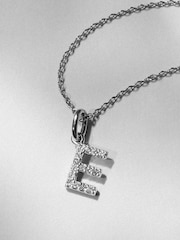 The Diamond Store Silver Love Letter E 0.10ct Lab Diamond Initial Pendant Necklace in Sterling Silver - Image 1 of 3