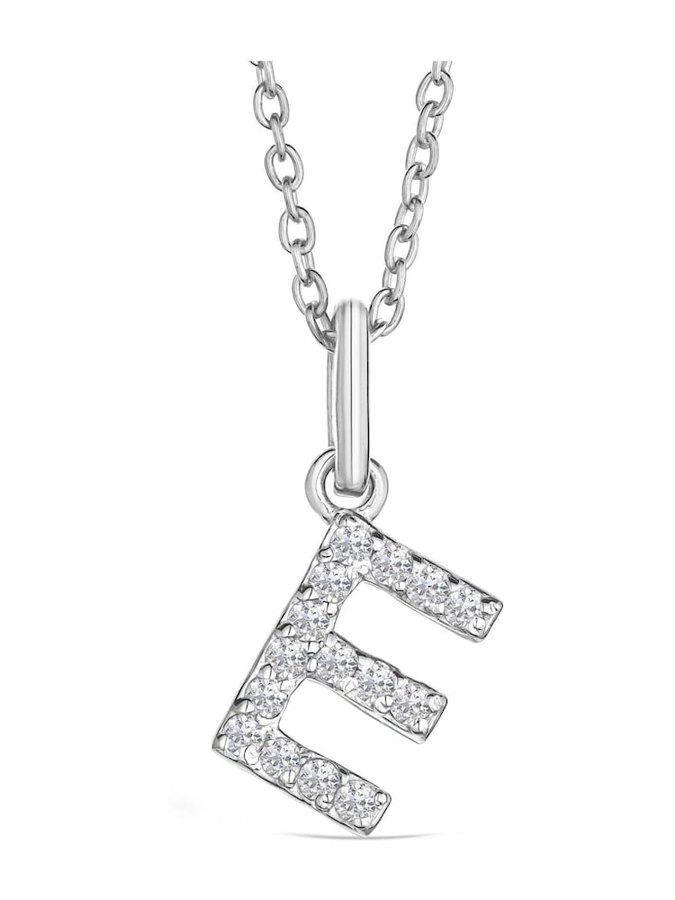 The Diamond Store Silver Love Letter E 0.10ct Lab Diamond Initial Pendant Necklace in Sterling Silver - Image 3 of 3