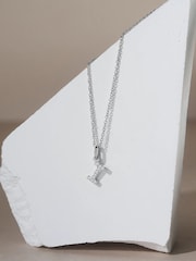 The Diamond Store Silver Love Letter I 0.06ct Lab Diamond Initial Pendant Necklace in Sterling Silver - Image 2 of 3
