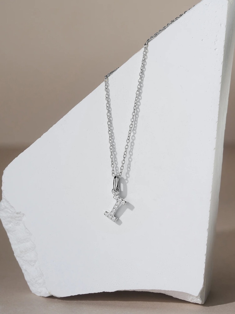 The Diamond Store Silver Love Letter I 0.06ct Lab Diamond Initial Pendant Necklace in Sterling Silver - Image 2 of 3