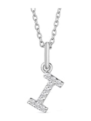 The Diamond Store Silver Love Letter I 0.06ct Lab Diamond Initial Pendant Necklace in Sterling Silver - Image 3 of 3