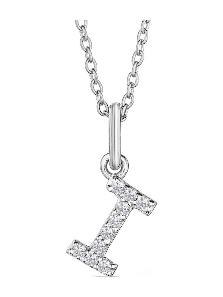 The Diamond Store Silver Love Letter I 0.06ct Lab Diamond Initial Pendant Necklace in Sterling Silver - Image 3 of 3 The Diamond Store Silver Love Letter I 0.06ct Lab Diamond Initial Pendant Necklace in Sterling Silver - Image 3 of 3