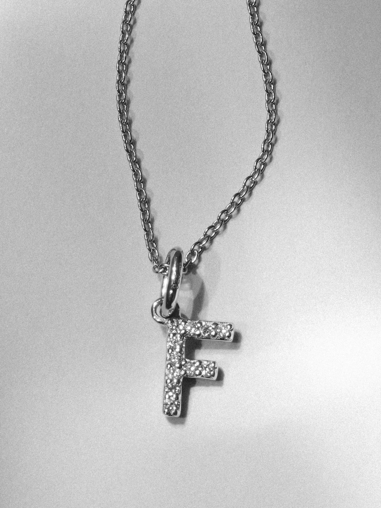The Diamond Store Silver Love Letter F  0.07ct Lab Diamond Initial Pendant Necklace in Sterling Silver - Image 1 of 3