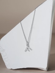 The Diamond Store Silver Love Letter F  0.07ct Lab Diamond Initial Pendant Necklace in Sterling Silver - Image 2 of 3
