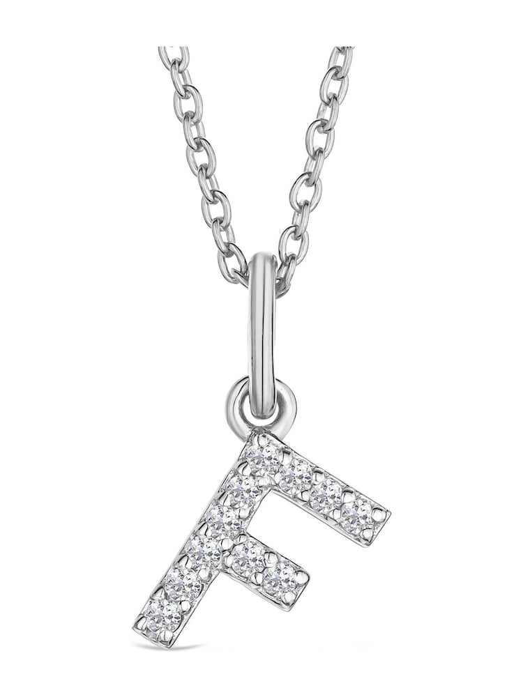 The Diamond Store Silver Love Letter F  0.07ct Lab Diamond Initial Pendant Necklace in Sterling Silver - Image 3 of 3