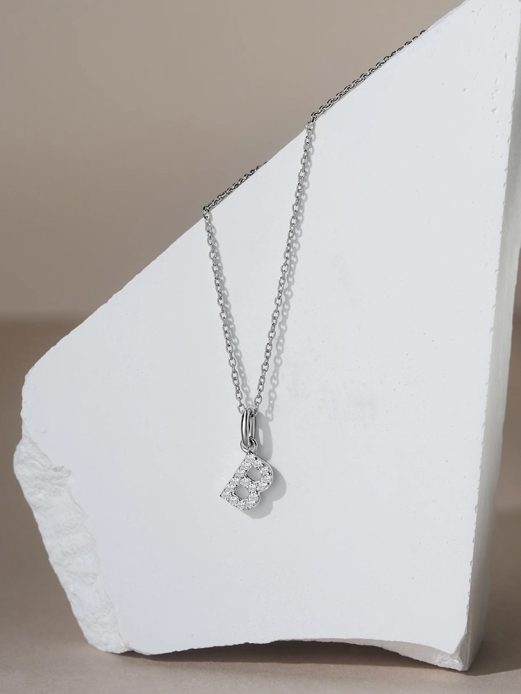The Diamond Store White Love Letter B 0.10ct Lab Diamond Initial Pendant Necklace in Sterling Silver - Image 2 of 3 The Diamond Store White Love Letter B 0.10ct Lab Diamond Initial Pendant Necklace in Sterling Silver - Image 2 of 3
